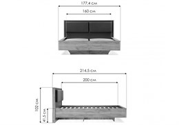 Кровать двуспальная Клауд 160х200 крафт золотой / антрацит 493037
